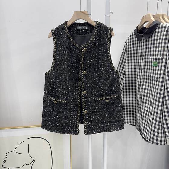New black tweed small fragrance style horse clip vest fashionable celebrity style vest sleeveless vest with large size
New black tweed small fragrance style horse clip vest fashionable celebrity style vest sleeveless vest with large size