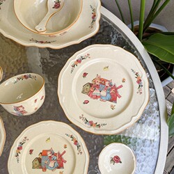 JW retro design farm rabbit ceramic tableware set dessert western plate rice bowl soup bowl housewarming gift JW retro design farm rabbit ceramic tableware set dessert western plate rice bowl soup bowl housewarming gift