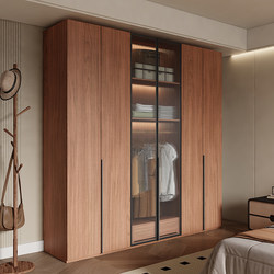 Vintage-Style Full-Length Wardrobe for Home Master Bedroom, Modern Minimalist Solid Wood Osb Board, Walnut Color Wardrobe Cabinet Vintage-Style Full-Length Wardrobe for Home Master Bedroom, Modern Minimalist Solid Wood Osb Board, Walnut Color Wardrobe Cabinet