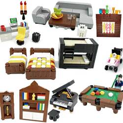 Suitable for Lego crib, sofa, toilet, TV, computer, mahjong table, furniture scene, play house building block toys Suitable for Lego crib, sofa, toilet, TV, computer, mahjong table, furniture scene, play house building block toys