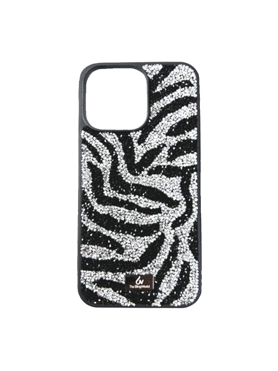 Girls Zebra Stripes Shiny Rhinestone Diamond Bling – Luxury 15, 14, 13, 12 iPhone Case