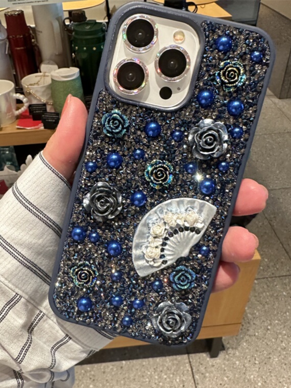 Rhinestone Diamond Bling Flowers Luxury Girls 15, 14, 13, 12 iPhone Case
