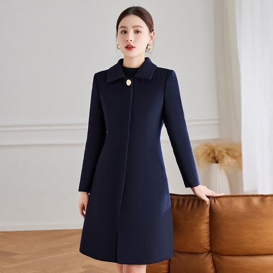 Navy blue winter thickened women's coat mid-length gray women's woolen coat property front desk customer service uniform
Navy blue winter thickened women's coat mid-length gray women's woolen coat property front desk customer service uniform