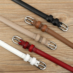 Niche Narrow Leather Belt for Women, Suitable with Jeans, Thin Genuine Leather Belt for Women, Simple and Versatile, Matches with Skirts Niche Narrow Leather Belt for Women, Suitable with Jeans, Thin Genuine Leather Belt for Women, Simple and Versatile, Matches with Skirts