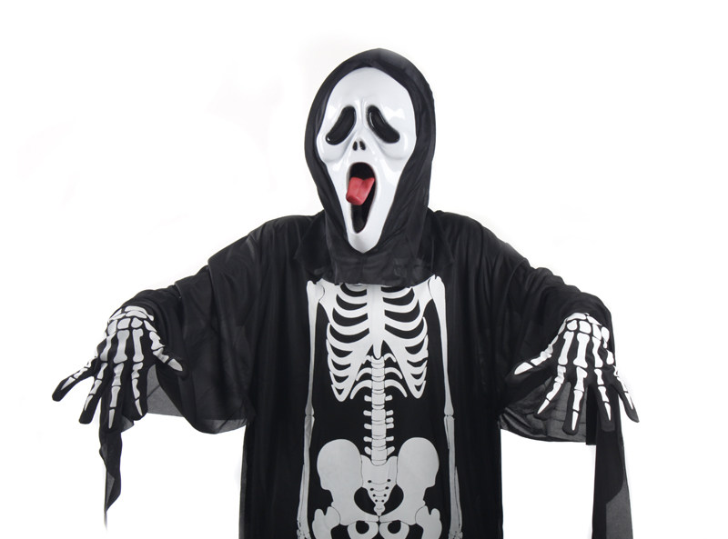爱新奇化妆舞会服饰万圣节服装 衣服 骷髅骨架鬼衣 儿童 恐怖面具