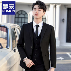 Romon Suit Set for Men, Korean Style Slim Fit Jacket, Groom's Wedding Suit, Business Formal Wear, Casual Small Suit for Men Romon Suit Set for Men, Korean Style Slim Fit Jacket, Groom's Wedding Suit, Business Formal Wear, Casual Small Suit for Men