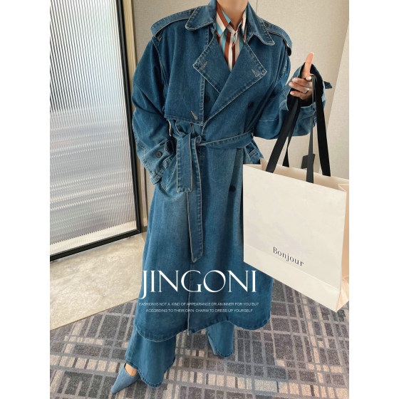 JINGONI denim long windbreaker jacket women's coat 2025 new loose Korean style fashionable casual silhouette
JINGONI denim long windbreaker jacket women's coat 2025 new loose Korean style fashionable casual silhouette