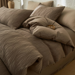 Simple and High-End Jacquard Pure Cotton Four-Piece Bedding Set, All-Cotton Double-Layer Gauze Duvet Cover, Bed Sheet, Fitted Sheet, Light Luxury Bedding, New Style Simple and High-End Jacquard Pure Cotton Four-Piece Bedding Set, All-Cotton Double-Layer Gauze Duvet Cover, Bed Sheet, Fitted Sheet, Light Luxury Bedding, New Style