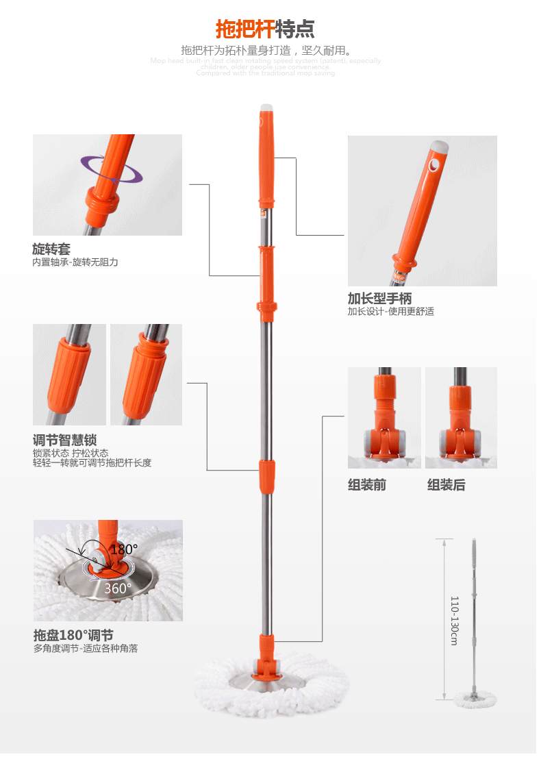 00元】拓朴好好拖正品小木马 好神拖拖布桶 旋转拖把手压脚踩四驱动