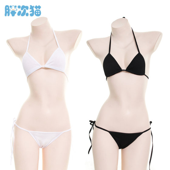 Three -point lace bikini suit pure white Japanese girl underwear strap pajamas Three -point lace bikini suit pure white Japanese girl underwear strap pajamas