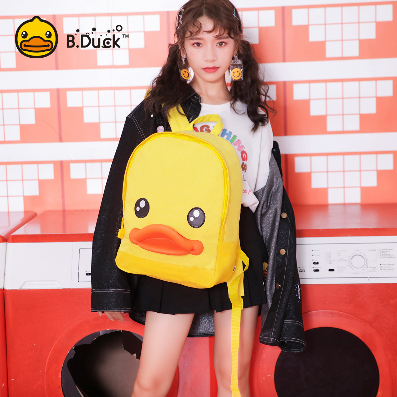 B.Duck little yellow duck cute backpack mini new fashion all-match rucksack  student casual schoolbag