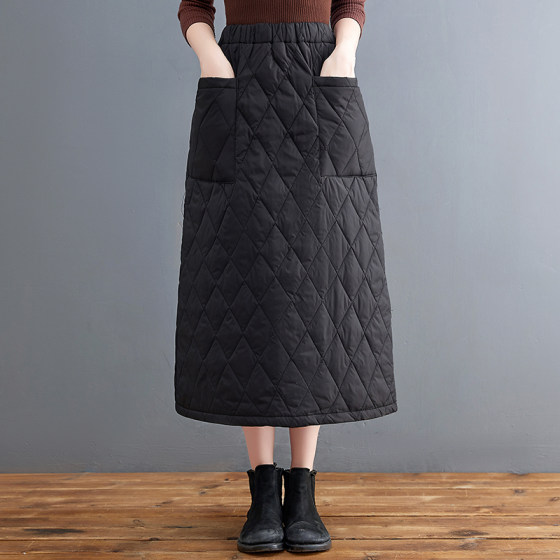 Thick cotton group skirt mid -length long skirt in winter windshield windshield loose waist A -line skirt thickened casual Thick cotton group skirt mid -length long skirt in winter windshield windshield loose waist A -line skirt thickened casual