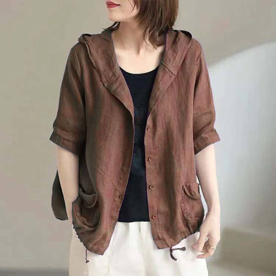 The counter withdraws large size foreign trade women's loose retro casual hooded cardigan cotton linen small jacket solid color top
The counter withdraws large size foreign trade women's loose retro casual hooded cardigan cotton linen small jacket solid color top