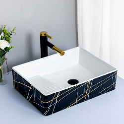 Balcony Ceramic Countertop Washbasin Rectangular with Washboard Art Basin Bathroom Sink Black Balcony Ceramic Countertop Washbasin Rectangular with Washboard Art Basin Bathroom Sink Black