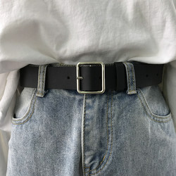 Korean Style New Belt Chic Retro Style Rectangular Silver Buckle Women's Belt Student Wide Belt for Jeans Korean Style New Belt Chic Retro Style Rectangular Silver Buckle Women's Belt Student Wide Belt for Jeans