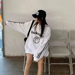 Korean basketball letter stripe print casual sweatshirt Korean basketball letter stripe print casual sweatshirt