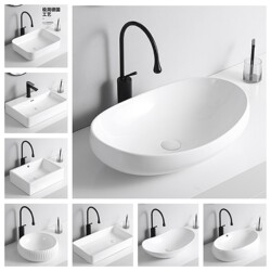 Balcony Wash Basin Square Round Art Wash Basin Bathroom Single-Sided Basin Household Small Basin Ceramic Countertop Basin Balcony Wash Basin Square Round Art Wash Basin Bathroom Single-Sided Basin Household Small Basin Ceramic Countertop Basin