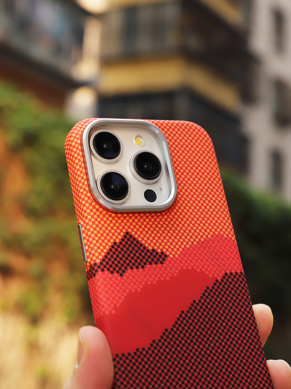 Alpine Mountain Carbon Fiber Pattern MagSafe Matte Slim Fit 15, 14, 13, 12 Phone Case
