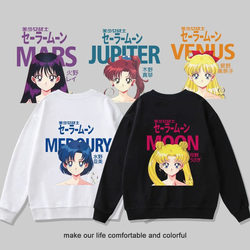 Sailor Moon Surrounding Sweatshirt Crewneck Japanese style Loose Student Dormitory Girlfriend Dress Fleece-lined Long sleeves Spring & Fall Winter Sailor Moon Surrounding Sweatshirt Crewneck Japanese style Loose Student Dormitory Girlfriend Dress Fleece-lined Long sleeves Spring & Fall Winter