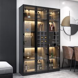 Light Luxury Wine Cabinet with Glass Door, Living Room Display Cabinet, Wall-Mounted Integrated Modern Simple High-End Home Wine Rack Storage Cabinet Light Luxury Wine Cabinet with Glass Door, Living Room Display Cabinet, Wall-Mounted Integrated Modern Simple High-End Home Wine Rack Storage Cabinet