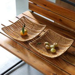 Southeast Asian Retro Tea Table Fruit Plate Restaurant Living Room Coffee Table Plastic Household Snack Basket Imitation Rattan Weaving Southeast Asian Retro Tea Table Fruit Plate Restaurant Living Room Coffee Table Plastic Household Snack Basket Imitation Rattan Weaving