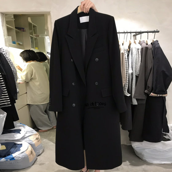 South Korea's Dongdaemun Autumn New Temperament Goddess Fan Dan Daniel Display Black long over -the -knee suits outer jacket female South Korea's Dongdaemun Autumn New Temperament Goddess Fan Dan Daniel Display Black long over -the -knee suits outer jacket female