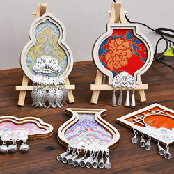 Miao silver imitation song brocade refrigerator magnet diy material package children's brocade cultural and creative parent-child handmade team building activity decorations Miao silver imitation song brocade refrigerator magnet diy material package children's brocade cultural and creative parent-child handmade team building activity decorations