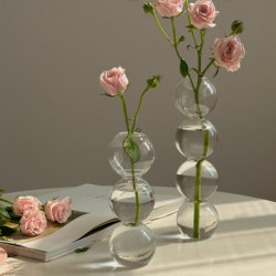 Trendy ins Style Small Glass Vase Niche Hydroponic Water Culture Transparent Light Luxury Bubble Ornament Living Room Flower Arrangement Decoration Trendy ins Style Small Glass Vase Niche Hydroponic Water Culture Transparent Light Luxury Bubble Ornament Living Room Flower Arrangement Decoration
