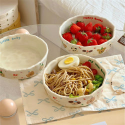 Plate Cream-Colored Cute Dinner Plate Ceramic Household Dish Deep Plate Fruit Salad Plate Dessert Snack Plate Breakfast Plate Plate Cream-Colored Cute Dinner Plate Ceramic Household Dish Deep Plate Fruit Salad Plate Dessert Snack Plate Breakfast Plate