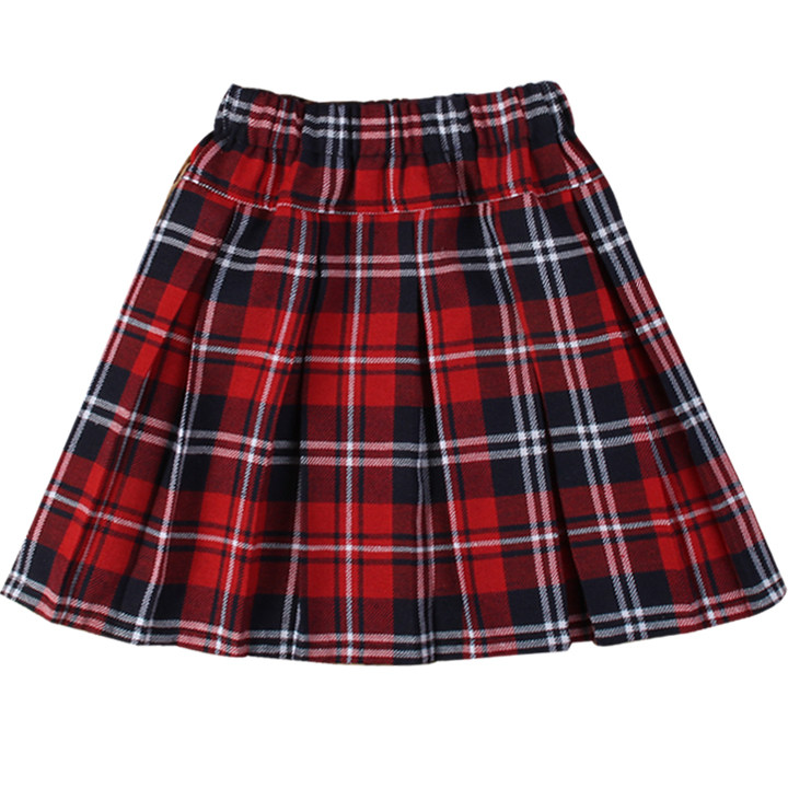 Girls Plaid Skirt Shirt Set School Uniform Long/Short Sleeve
