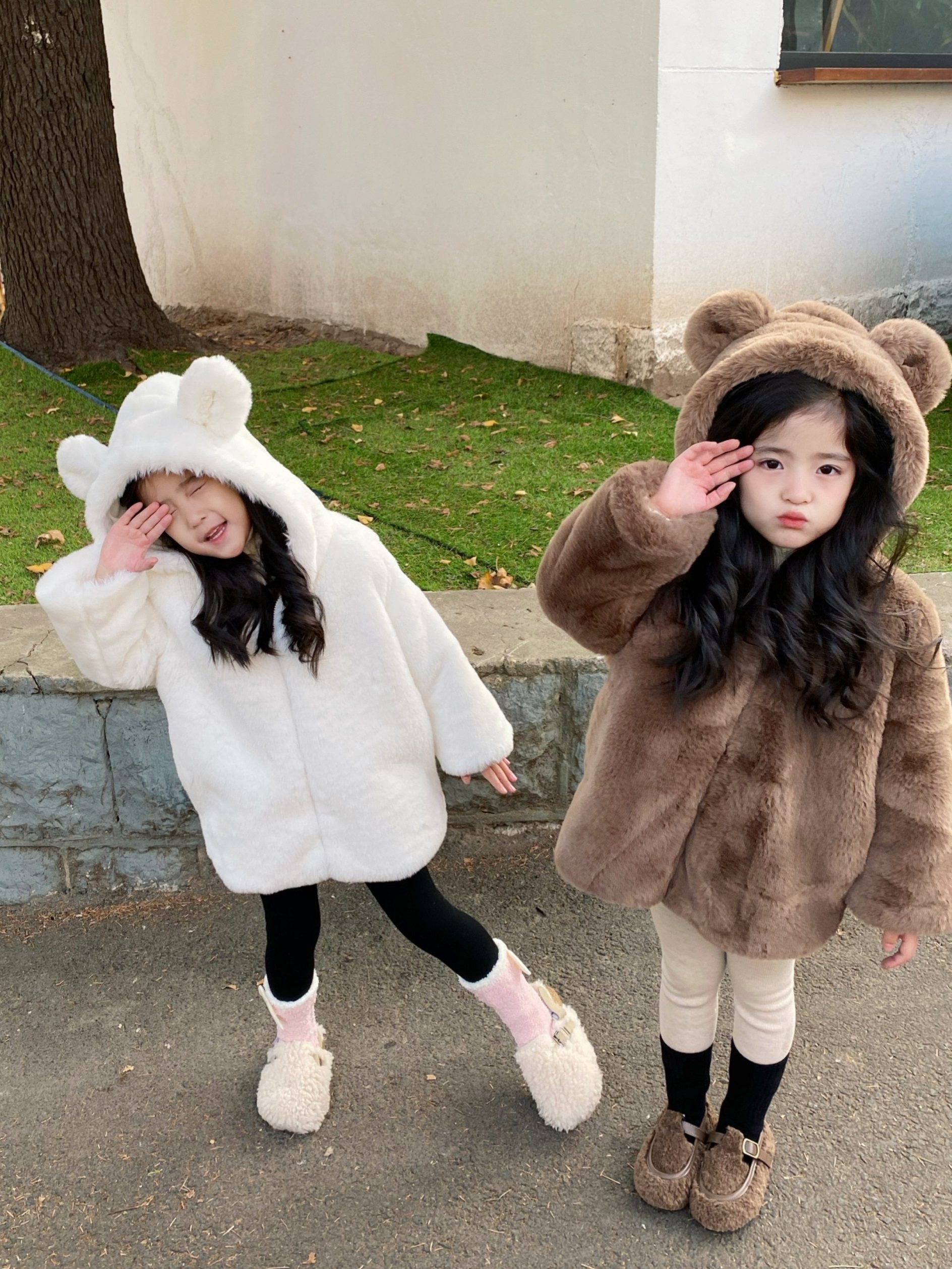 Cappotto Invernale Bambini Ragazza Ragazzo Finta Pelliccia