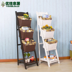 Snack Toys, Baby and Children's Clothing Storage Basket, Solid Wood Sundries, Books and Newspapers Storage Rack, Pastoral Folding Four-Layer Hanging Basket Snack Toys, Baby and Children's Clothing Storage Basket, Solid Wood Sundries, Books and Newspapers Storage Rack, Pastoral Folding Four-Layer Hanging Basket