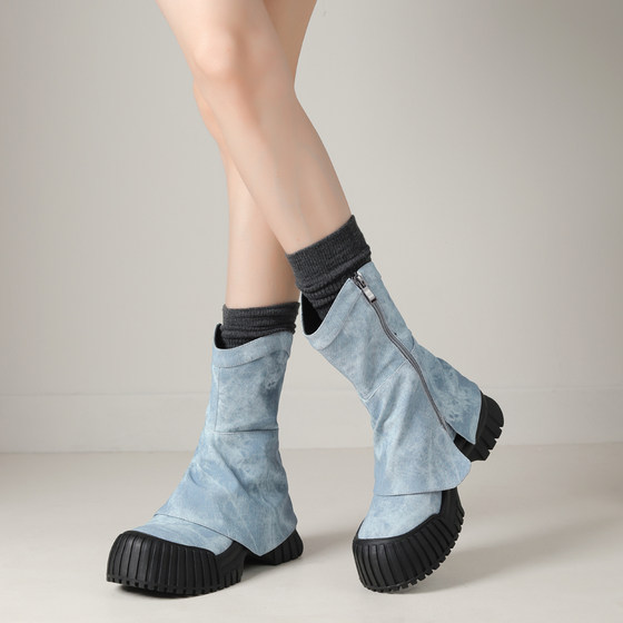 Niche design sense street cool internet celebrity mid-tube fashion boots for women in autumn 2025 new minimalist versatile thin boots Niche design sense street cool internet celebrity mid-tube fashion boots for women in autumn 2025 new minimalist versatile thin boots