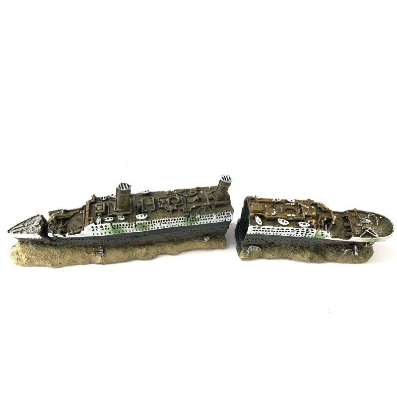 タイタニック号沈没船水槽装飾品 - 東海水族館レジンオーナメント
