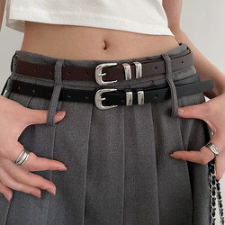 Genuine Leather Niche Design Thin Belt for Women 2025 New Summer Versatile Belt Black Korean Style ins Minimalist Genuine Leather Niche Design Thin Belt for Women 2025 New Summer Versatile Belt Black Korean Style ins Minimalist