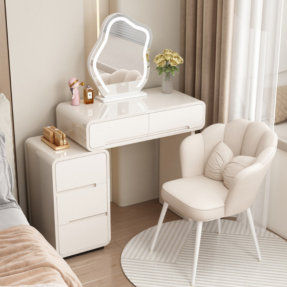 Small apartment solid wood paint dressing table bedroom modern simple makeup table 60cm high-end light luxury new makeup table Small apartment solid wood paint dressing table bedroom modern simple makeup table 60cm high-end light luxury new makeup table
