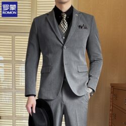 Romon Suit Men's Suit Wedding Formal Wear High-End Men's Groom Engagement Suit Men's Casual Suit Jacket Romon Suit Men's Suit Wedding Formal Wear High-End Men's Groom Engagement Suit Men's Casual Suit Jacket