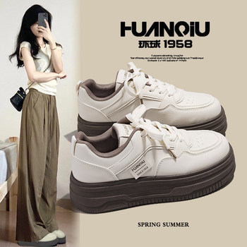 Global thick sole white shoes for women 2025 new hot spring and autumn women's shoes for height-enhancing casual sports versatile board shoes Global thick sole white shoes for women 2025 new hot spring and autumn women's shoes for height-enhancing casual sports versatile board shoes