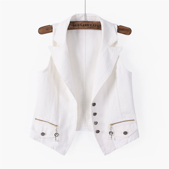 Cowboy vest women's short style 2024 spring new versatile slim fit sleeveless jacket vest single breasted solid color top Cowboy vest women's short style 2024 spring new versatile slim fit sleeveless jacket vest single breasted solid color top