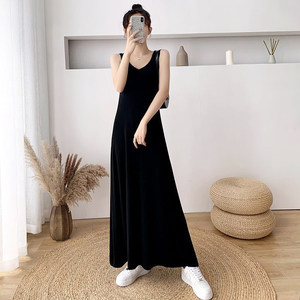 Modal dress for women long new style skirt white suspender skirt pregnant women black long skirt large size vest cotton Modal dress for women long new style skirt white suspender skirt pregnant women black long skirt large size vest cotton