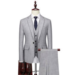 Light Gray Suit Set for Men, Three-Piece, Non-Iron, Business Casual, Professional Formal Wear, Thin Slim-Fit Blazer Light Gray Suit Set for Men, Three-Piece, Non-Iron, Business Casual, Professional Formal Wear, Thin Slim-Fit Blazer