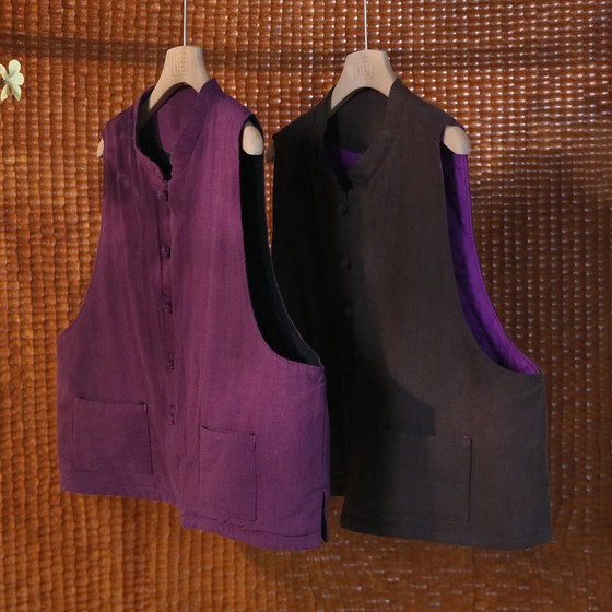 Retro new Chinese style cotton thickened ramie buckle vest, loose sleeveless vest, horse clip vest 4SP360
Retro new Chinese style cotton thickened ramie buckle vest, loose sleeveless vest, horse clip vest 4SP360