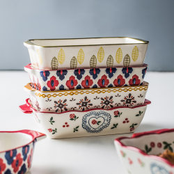 Baking Tray, Household Ceramic Plate, Creative Rectangular Plate, Baking Cheese Baked Rice Bowl, Microwave Oven Special Tableware Baking Tray, Household Ceramic Plate, Creative Rectangular Plate, Baking Cheese Baked Rice Bowl, Microwave Oven Special Tableware