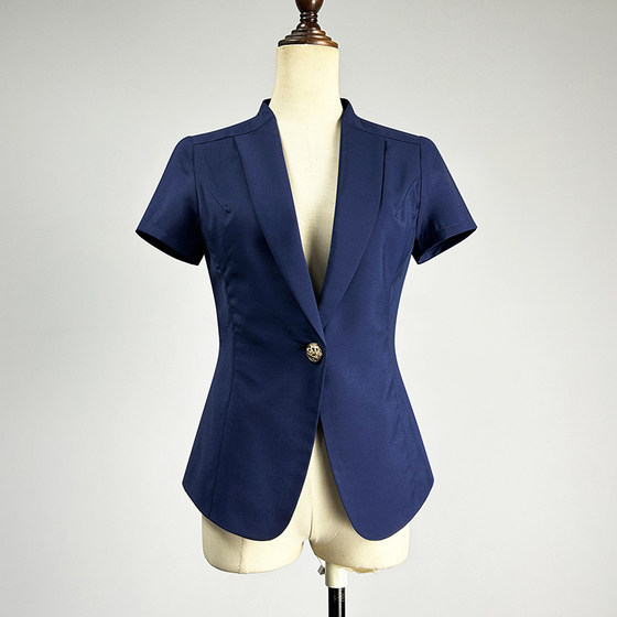 Brand navy blue short-sleeved suit for women 2025 professional decoration slim single row one-button thin suit jacket
Brand navy blue short-sleeved suit for women 2025 professional decoration slim single row one-button thin suit jacket