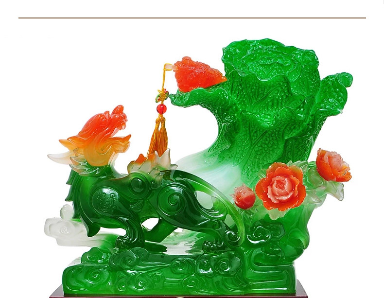 旺财守业玉白菜百财貔貅金蟾蜍大号招财摆件开业乔迁礼品家居饰品