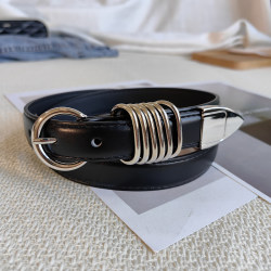Silver Metal Ring Belt for Women, Unique Design, Fashionable Decoration, Versatile Belt, American Style Trendy Cool Jeans Belt Silver Metal Ring Belt for Women, Unique Design, Fashionable Decoration, Versatile Belt, American Style Trendy Cool Jeans Belt