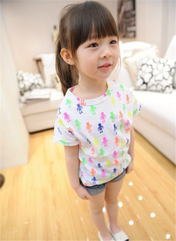 儿童装女童短袖t恤2014夏装新款韩版外贸小女孩纯棉2