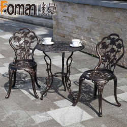 Outdoor cast aluminum table and chair balcony combination set European style villa outdoor courtyard garden iron table and chair small coffee table Outdoor cast aluminum table and chair balcony combination set European style villa outdoor courtyard garden iron table and chair small coffee table