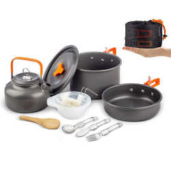 Outdoor supplies hot sale outdoor teapot set with tableware combination camping folding cookware pot set Outdoor supplies hot sale outdoor teapot set with tableware combination camping folding cookware pot set