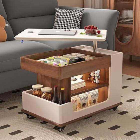 Solid wood lifting living room coffee table with wheels household rotary sofa side cabinet storage rack movable trolley side table
Solid wood lifting living room coffee table with wheels household rotary sofa side cabinet storage rack movable trolley side table